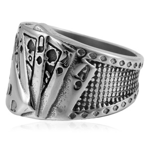 <b>Titanium</b> Steel Playing Card <b>Ring</b> Men's Straight Flush Design Stainless Steel Jewelry Gift For Men Geometric Pattern FY28091 - Product Image 4