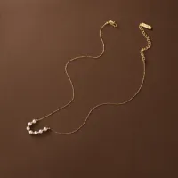 Collier ras du cou TANGPEI en alliage avec perles imitation lune rose, bijou minimaliste élégant de créateur de niche, cadeau idéal pour femme