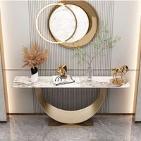Mobilier de maison moderne Design italien Console en demi-lune Tables de salon Console de couloir dorée de luxe