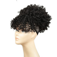 Queue de Cheval Synthétique à Cordon de Serrage avec Frange, Extensions de Cheveux Courtes, Chignon Afro à Clipser