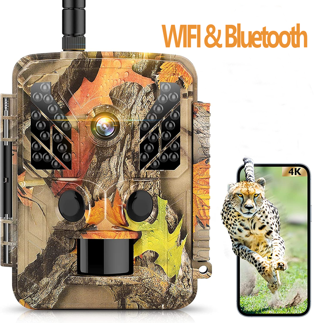 4K 48MP Wifi Hunting Camera Outdoor IP67 0.2s Trigger with Night Vision Trail Hunting Camera