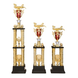 Tưởng Tượng Rồng thuyền T43 cuộc đua vật lưu niệm nhựa màu đỏ Cup Trophy người chiến thắng Honor 4 cột với màu đen cơ sở - Product Image 1