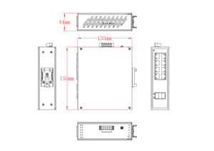 Switchs réseau industriels sur rail DIN 8 ports RJ45 10/100/1000M + 2 ports SFP Uplink 1000M IP30 - Product Image 3