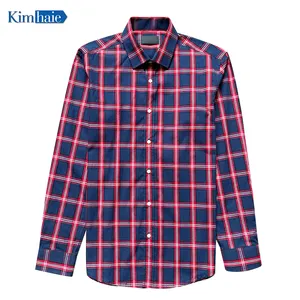 男性用の最高品質の製造シャツ長袖チェック柄高品質のカジュアル綿100% 長袖メンズチェック柄シャツはカスタムできます