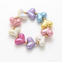 Bracelet en perles cœur macaron pastel, plaqué or 18 carats, avec breloque en acrylique, chaîne pour femme, idéal pour les fêtes, bijou romantique et tendance
