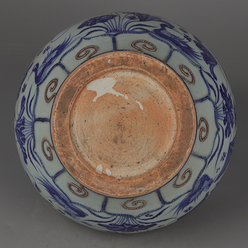 【高良】中国美術　青花連卉文盒子　香合　蓋物　古玩　CHDO