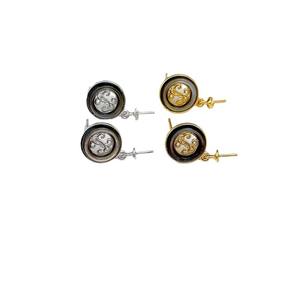 DIY <b>Pearl</b> Accessories S925 <b>Silver</b> Empty Stand with 9-13mm Round Beads 22373DIY Black Fashion <b>Earrings</b> - Product Image 4