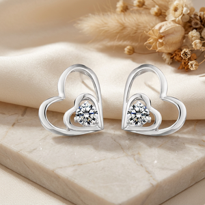Nouvelles Boucles d'Oreilles Clous Double Cœur en Argent Sterling 925 Doré, Zircon, Style Mignon, Cadeau de Fiançailles et de Mariage pour Femmes et Filles - Product Image 4