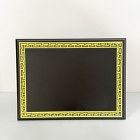 Plaque de certification en bois noir avec bordure dorée imprimée, plaque de récompense en bois MH-FJ0062