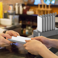WST – Station de recharge portable pour téléphones portables avec câble intégré, batterie externe 10000 mAh à 6 emplacements pour restaurants – Partage gratuit