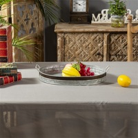 Plateau en fer pour décoration de ferme vintage personnalisé Grand plateau de service rustique ovale en acier galvanisé à base de métal avec poignées en métal