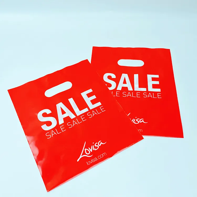 Factory direct sale recyclable ldpe plastic shopping bags with logo die cut bag