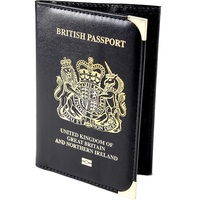 Porte-passeport unisexe en cuir véritable de luxe, blocage RFID, court, fin, léger, fermeture à boucle, plusieurs emplacements pour cartes, Royaume-Uni