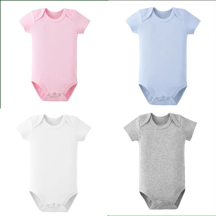0 24 महीने के कॉटन बच्चों के शिशु कपड़े नवजात रोम्पर प्लेन बेबी स्प्रिंग समर बॉडीसूट