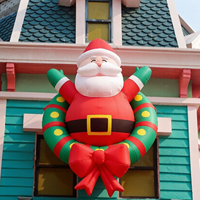 Guirlande de Noël gonflable murale de 2 m facile à installer, Père Noël gonflable imperméable, décoration de Noël gonflable durable