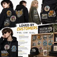 Patch brodé thermocollant ou à coudre, thème gothique, crâne et squelette, avec slogan humoristique sombre et citation sur la santé mentale, vente en gros