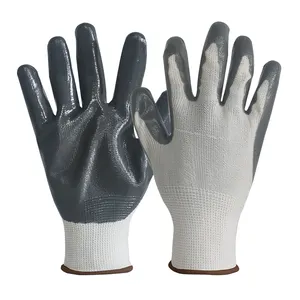 Qingdao Meiji New White Sand Ash Nitrile Gloves XL Clean Room and Food Safety Work Gloves Coated Type with Free Samples