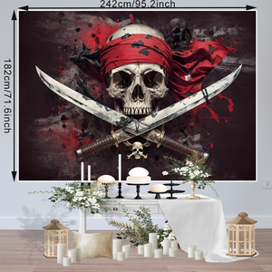 <span class=keywords><strong>Pirate</strong></span> crâne bannière Halloween horreur crâne capitaine <span class=keywords><strong>fond</strong></span>, pas d'électricité nécessaire général adapté pour les fêtes et les événements thématiques - Product Image 6