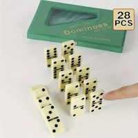 Vente chaude 28 pièces Mini jeu de dominos double six en aluminium blanc noir écologique avec logo personnalisé Emballage en boîte pour jeu familial