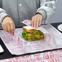 Papier d'emballage jetable sulfurisé de qualité alimentaire imprimé avec logo personnalisé pour hamburger et doublure anti-huile pour poulet frit tampon résistant à la graisse