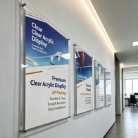 Penyangga Poster Akrilik Dinding Dua Lapis Desain Magnetik Tebal 5mm Bingkai Poster Sandwich Transparan untuk Pajangan Kantor