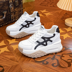 Baskets compensées pour femmes 2026, légères et respirantes en maille, en cuir véritable, confortables, avec semelle épaisse de 9 cm - Product Image 6