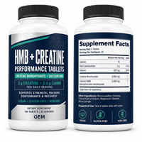 Comprimés de créatine HMB pour les marques de compléments sportifs en marque blanche, formule végétalienne sans gluten et sans OGM, emballage OEM ODM