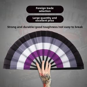 Éventail de danse Tai Chi coloré de 33 cm, éventail pliant de Kung Fu, éventail <span class=keywords><strong>arc</strong></span>-<span class=keywords><strong>en</strong></span>-<span class=keywords><strong>ciel</strong></span>, ouverture et fermeture fluides, semi-artisanal, personnalisable - Product Image 3