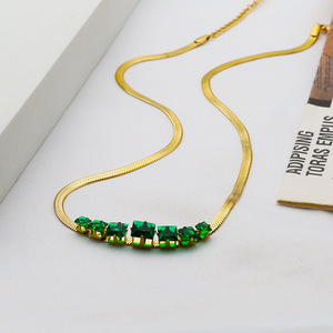Fashion Chains Necklace Gold Blade Pattern Geometric Design Party Occasion Prong Setting DG-XL00107 - Product Image 2