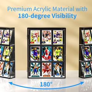 خزانة حائط أكريليك فاخرة كلاسيكية بباب مغناطيسي سهلة التجميع، علبة عرض لـ 9 بطاقات رياضية مدرجة لبطاقات البيسبول والهوكي - Product Image 4