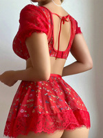 Ensemble Nuisette Courte Motif Floral pour Femme, Pyjama et Lingerie Sexy