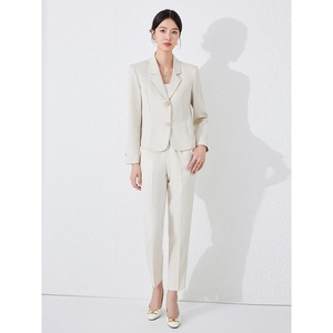 Women's Short Professional Suit Set Polyester Worsted Anti-Wrinkle Spring Office Lady Style - Product Image 2
