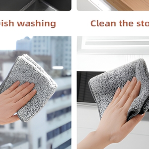 Toalla de cocina ecológica no grasosa absorbente gruesa cuadrada de carbón de bambú para lavar platos <span class=keywords><strong>Limpieza</strong></span> de fibra ultrafina - Product Image 6