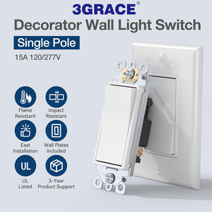 Ul được liệt kê 120/277V trang trí mái chèo Rocker chuyển đổi thay thế trắng Tường Ánh Sáng Thiết bị chuyển mạch khu dân cư - Product Image 3