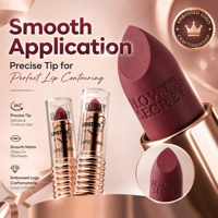 FLOWER SECRET Rouge à lèvres mat avec logo en relief, étui côtelé or rose, embout de précision, application lisse, longue tenue, OEM, marque privée