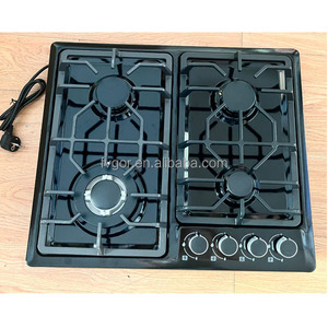 Table de cuisson encastrable 4 brûleurs en verre trempé gaz/électrique, allumage électronique, 24 pouces, cuisinière écoénergétique avec protection anti-extinction de flamme - Product Image 5