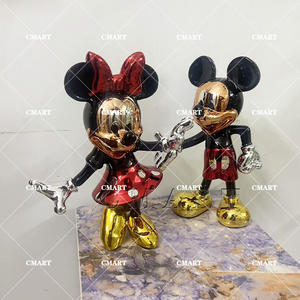Escultura Creativa de <span class=keywords><strong>Mickey</strong></span> <span class=keywords><strong>Mouse</strong></span> con Galvanoplastia, Estatua de <span class=keywords><strong>Minnie</strong></span> con Flores, Colores Cromados, Escultura Pop Art de Ratón - Product Image 4