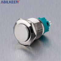 Interrupteur à bouton-poussoir efficace sans éclairage 19 mm 12 V IP65 pour salles de contrôle, interrupteur à bouton-poussoir électrique en métal
