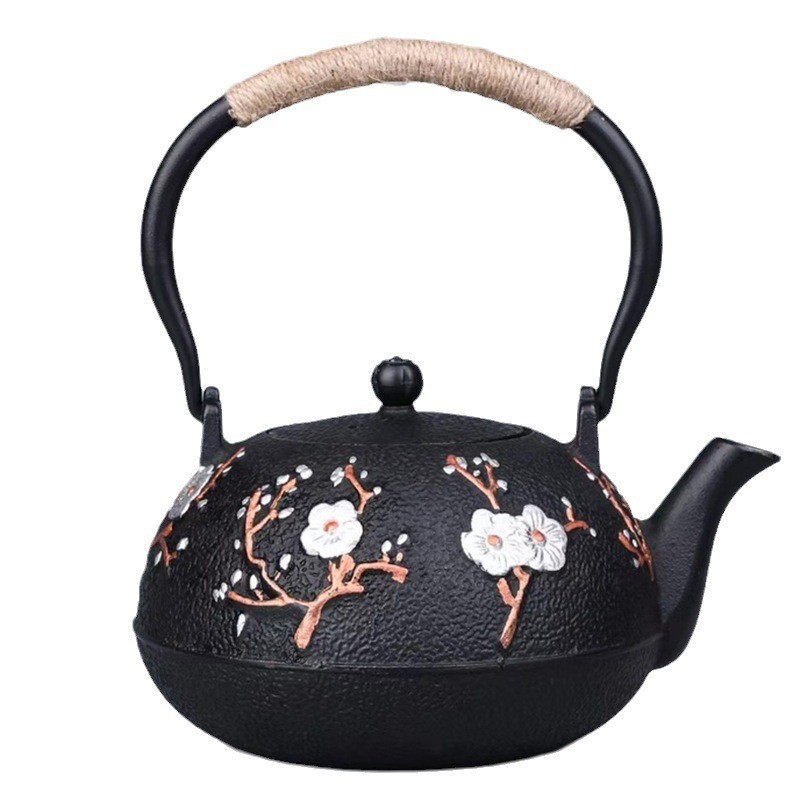 Classic Black Antique Style Traditional Japanese cast iron teapot for authentic brewing