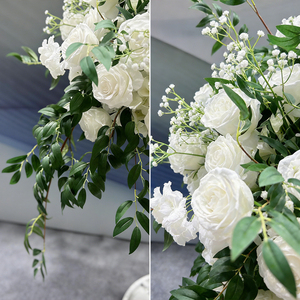 Arrangement floral artificiel de roses blanches et de gypsophile, idéal pour la décoration de mariage - Product Image 4
