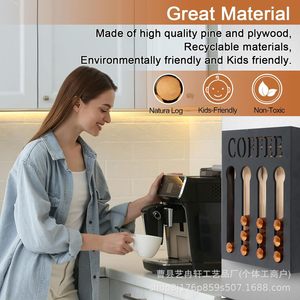 Support de rangement pour dosettes de café, noir, en bois, 4 niveaux, organiseur de bureau pour capsules de café - Product Image 4