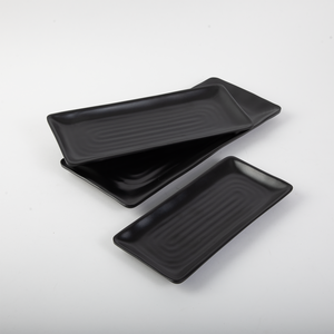 Assiettes rectangulaires en mélamine 100% noire mate, durables et à prix avantageux, format A5, pour sushis, grillades et <span class=keywords><strong>fruits</strong></span> <span class=keywords><strong>de</strong></span> <span class=keywords><strong>mer</strong></span> - Product Image 1