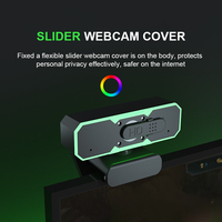 Cámara Web USB para Streaming 1080P 60fps con Cubierta de Privacidad, Micrófonos Duales y Luz RGB para Creadores de Contenido