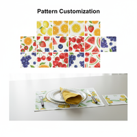 Ensemble de sets de table et de serviettes rectangulaires en coton 100% écologique imprimé sur mesure avec motif végétal pour hôtels, mariages, usage domestique, design moderne
