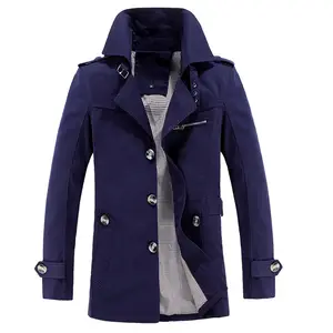 autumn designer wind breaker lapel In the long plus size men's jacket