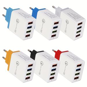 ที่ชาร์จ USB 4 ช่อง แบบ US/EU รองรับ Quick Charge QC 3.0  อะแดปเตอร์ชาร์จไฟแบบติดผนัง พกพาสะดวก ใช้ได้ทั้งที่บ้านและเดินทาง สำหรับสมาร์ทโฟน - Product Image 1