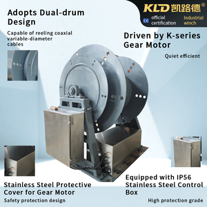 Cabrestante de cable compuesto Diseño de doble tambor Serie K Motor de engranajes Caja de acero inoxidable Bobinado de cable coaxial Cabrestante industrial - Product Image 3