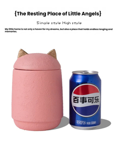 滑らかなマット樹脂製ペット用骨壷、可愛い猫耳型、飛散防止、防水、ペットの亡きことを記念する遺骨入れ、子猫、猫、動物の遺灰用 - Product Image 3