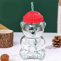 Verre à boisson en forme d'ours en peluche au design classique, nouvelle bouteille de jus d'ours de 16 oz avec bouchon en silicone vert, rouge ou jaune