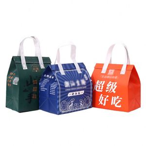 Sac isotherme en aluminium Sac de conservation des aliments en non-tissé avec motif de lettres pour boissons froides/chaudes - Product Image 2